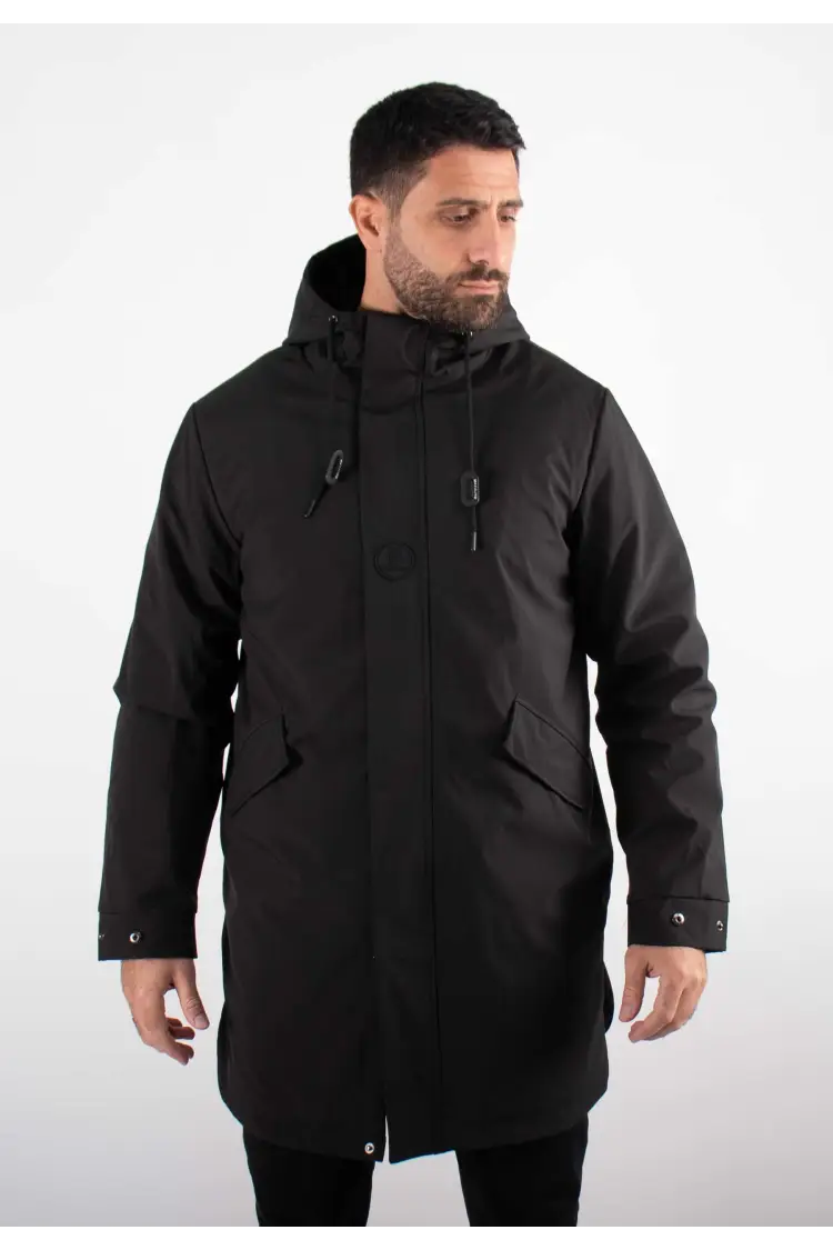 Parka Mi-Longue Homme Mazalito – Noir, Minimaliste et Élégante