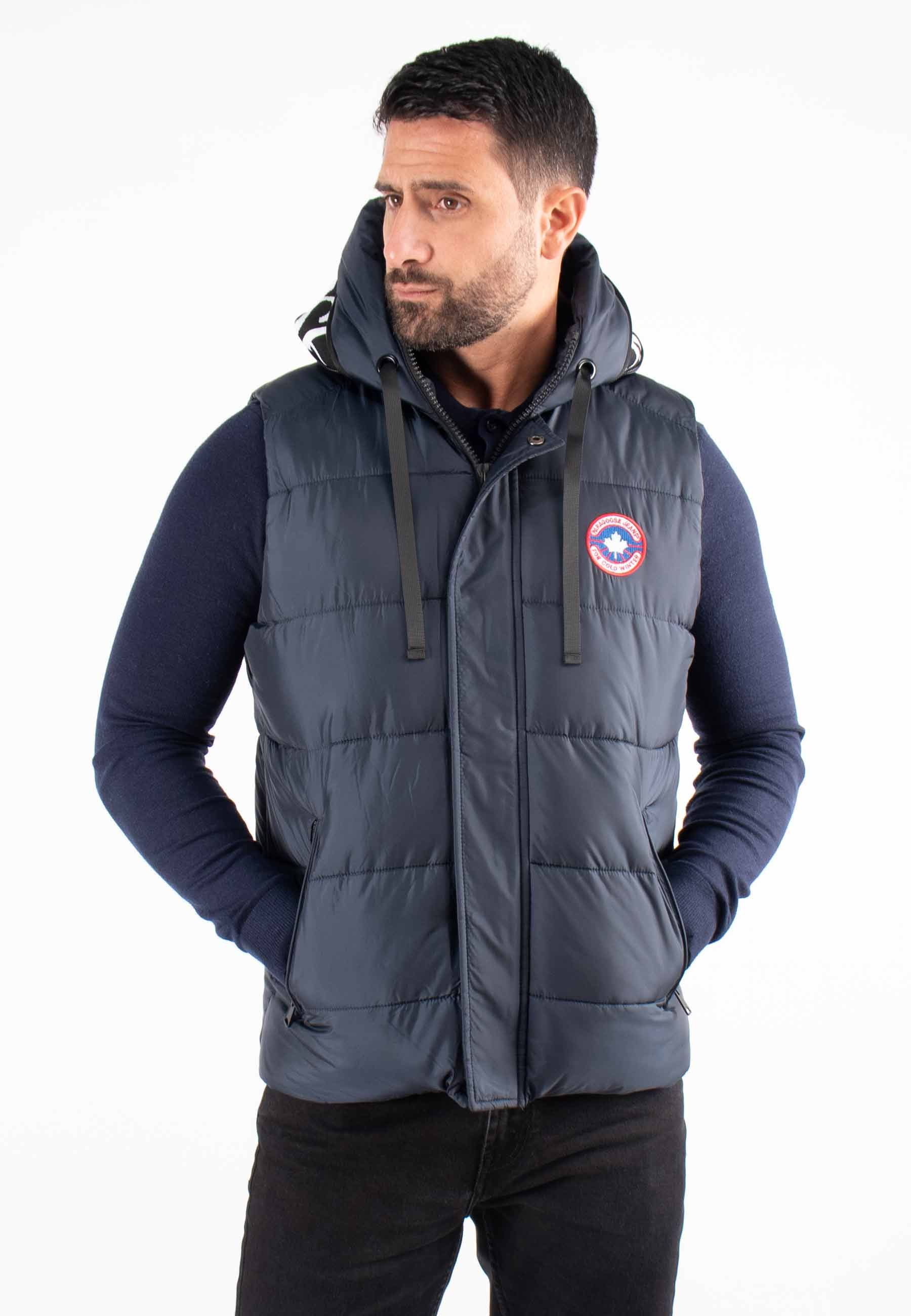 Gilet Sans Manches Homme Paragoose SPOT – Matelassé Navy avec Capuche