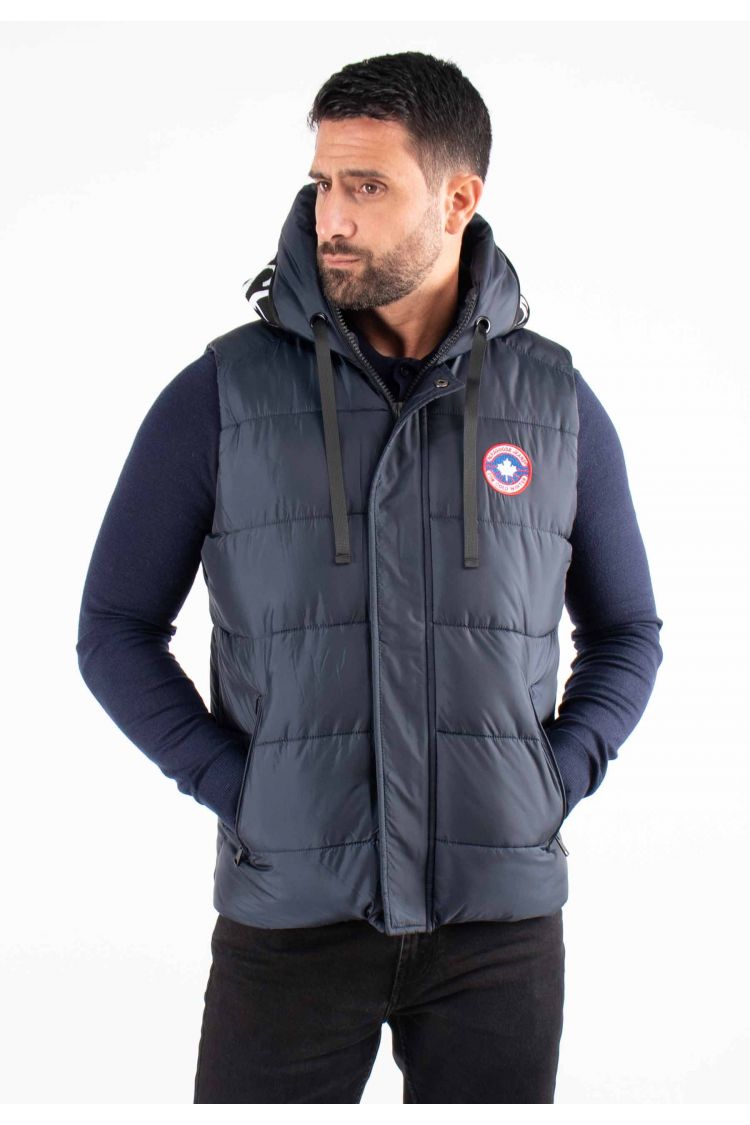 Gilet Sans Manches Homme Paragoose SPOT – Matelassé Navy avec Capuche
