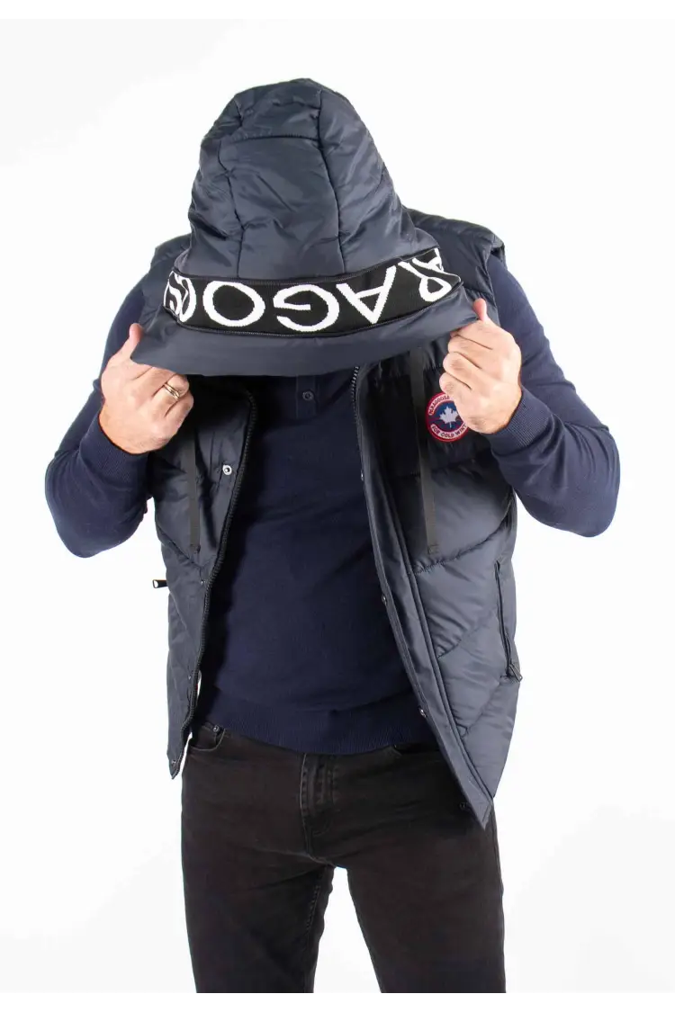 Gilet Sans Manches Homme Paragoose SPOT – Matelassé Navy avec Capuche