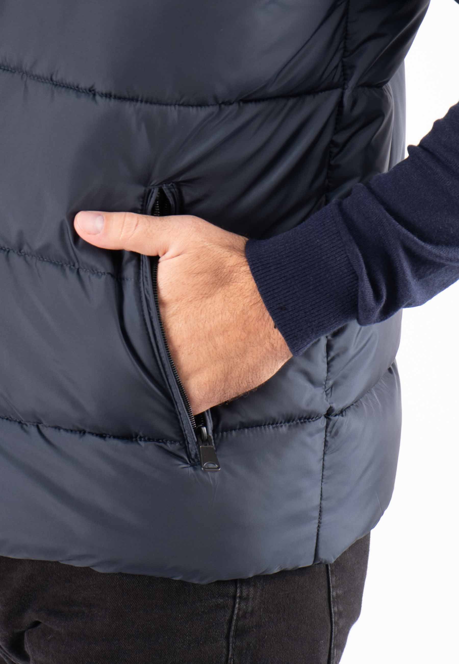 Gilet Sans Manches Homme Paragoose SPOT – Matelassé Navy avec Capuche