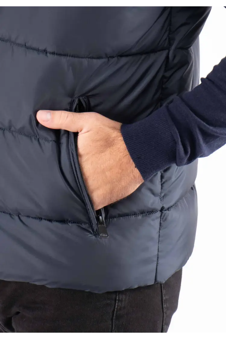 Gilet Sans Manches Homme Paragoose SPOT – Matelassé Navy avec Capuche