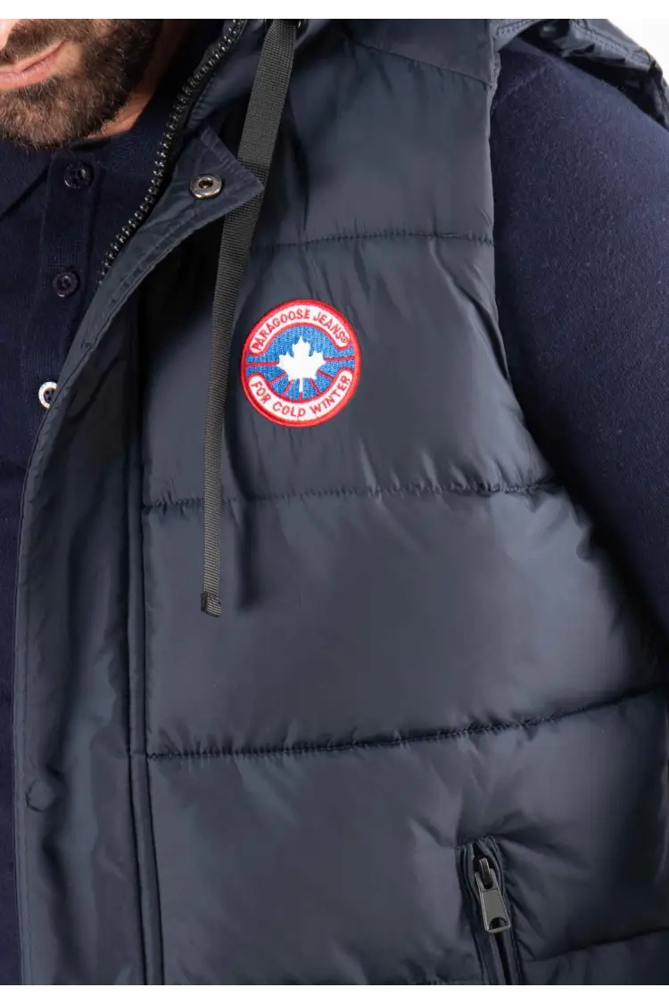 Gilet Sans Manches Homme Paragoose SPOT – Matelassé Navy avec Capuche