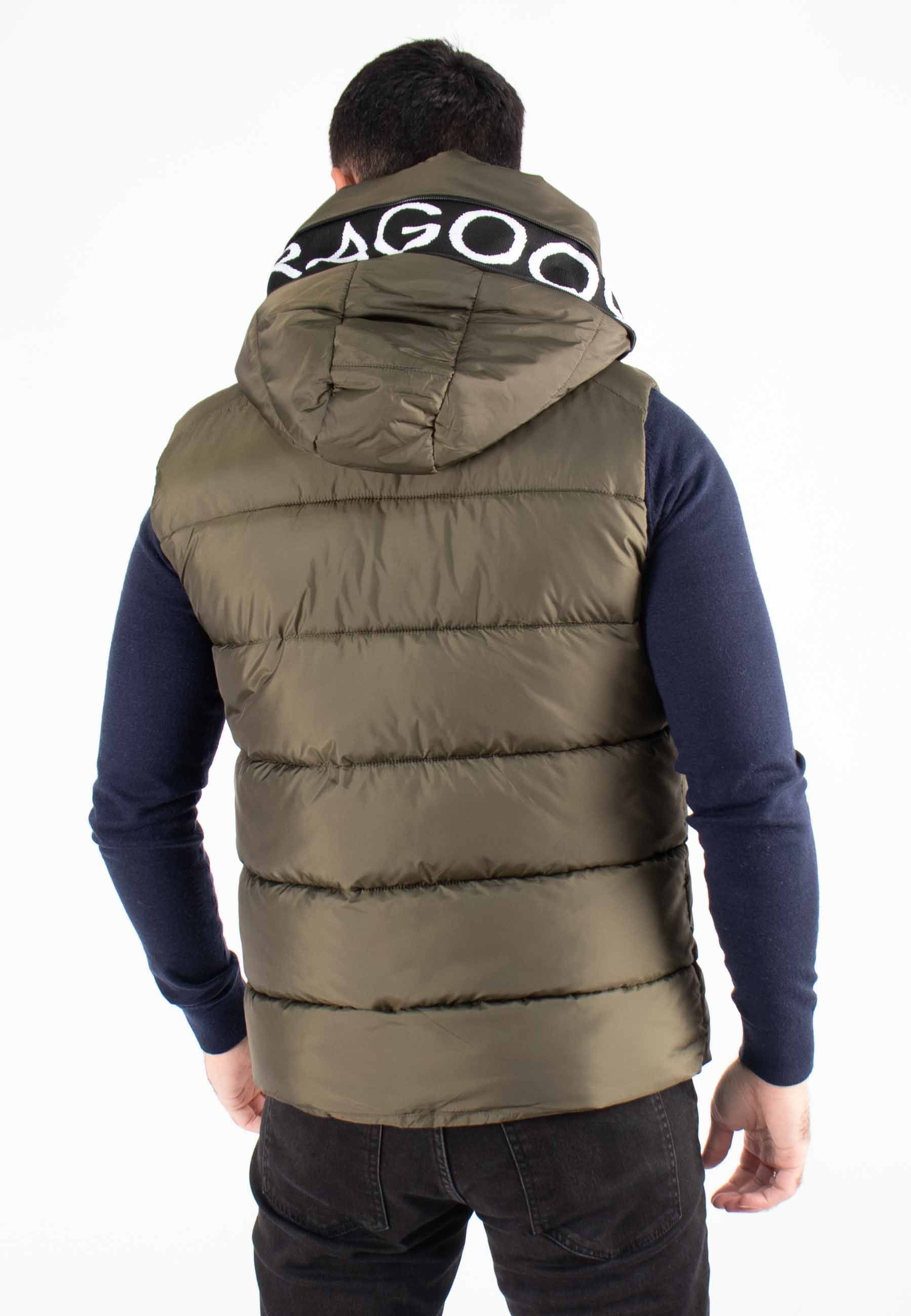 Gilet Sans Manches Homme Paragoose SPOT – Matelassé Kaki avec Capuche