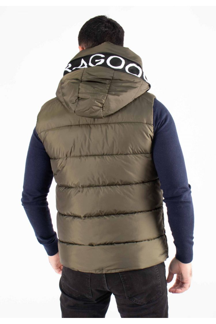 Gilet Sans Manches Homme Paragoose SPOT – Matelassé Kaki avec Capuche