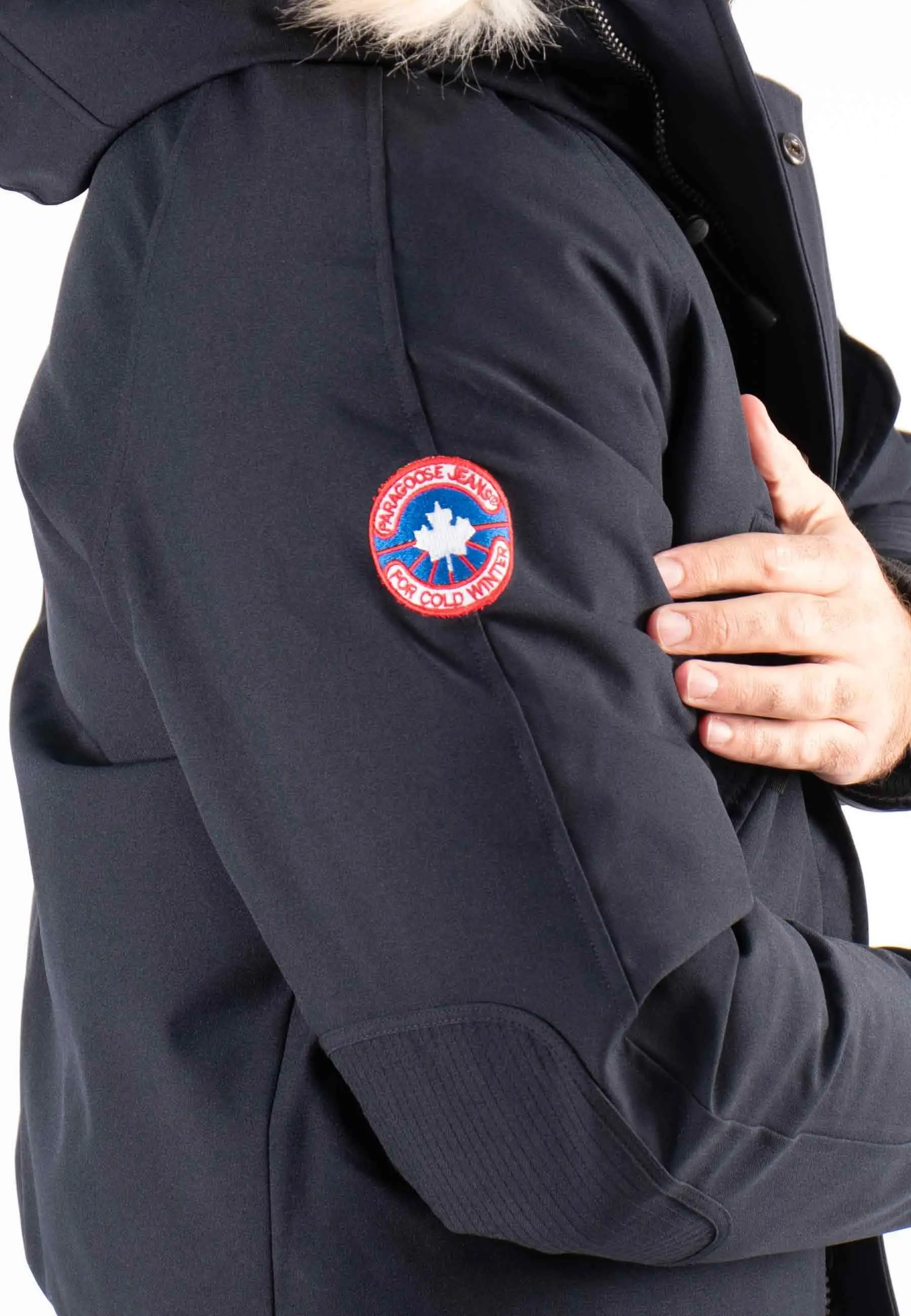 Doudoune Homme Paragoose ARIA – Bomber Hiver à Capuche Fourrure Synthétique – Navy Urbain
