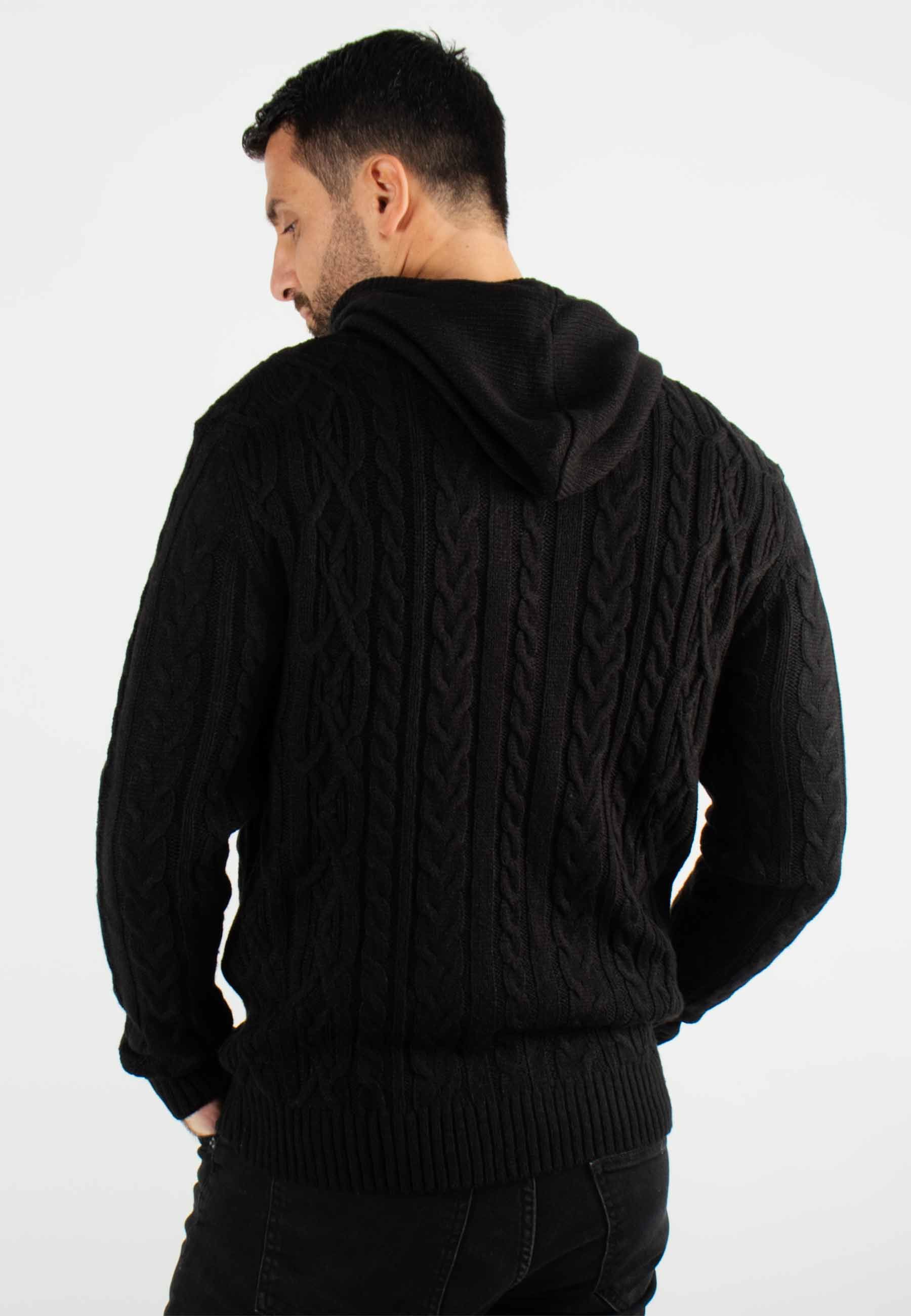 Pull torsadé avec capuche noir