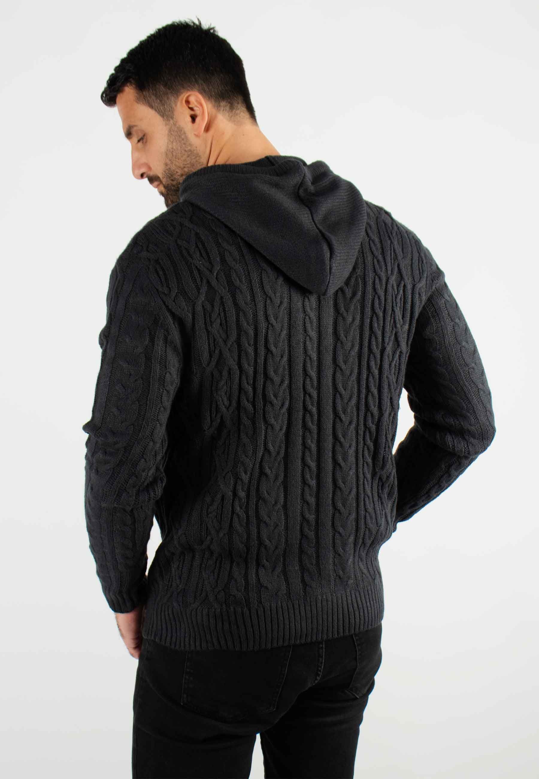 Pull torsadé avec capuche marine