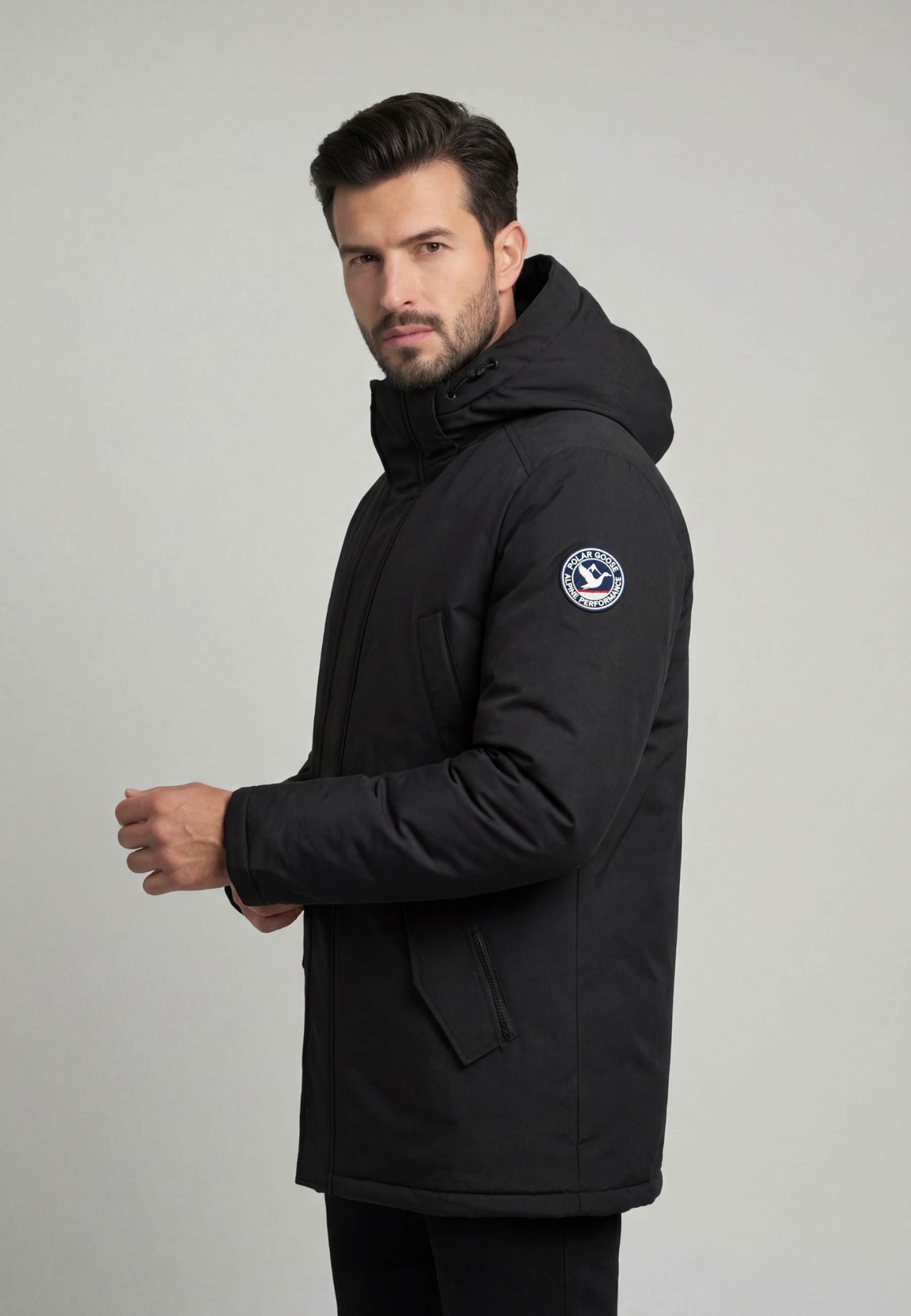 Parka Homme Polar Goose – Noir, Capuche & Isolation
