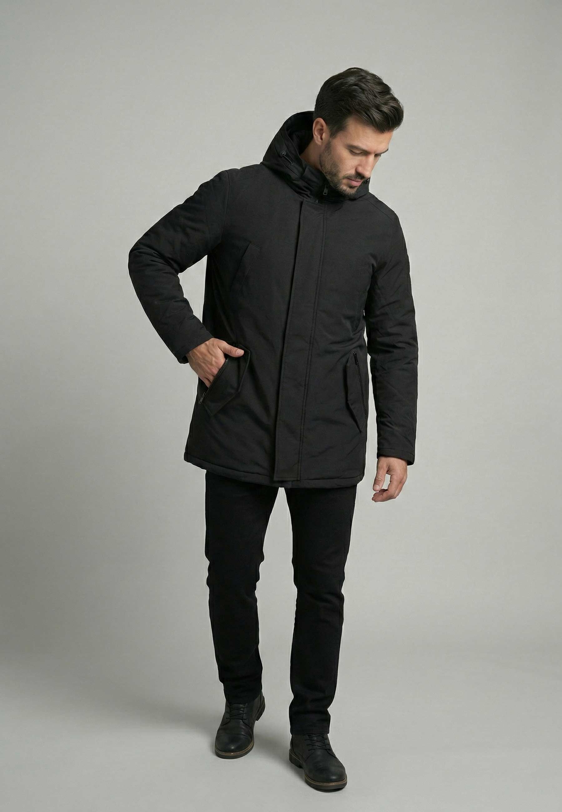 Parka Homme Polar Goose – Noir, Capuche & Isolation