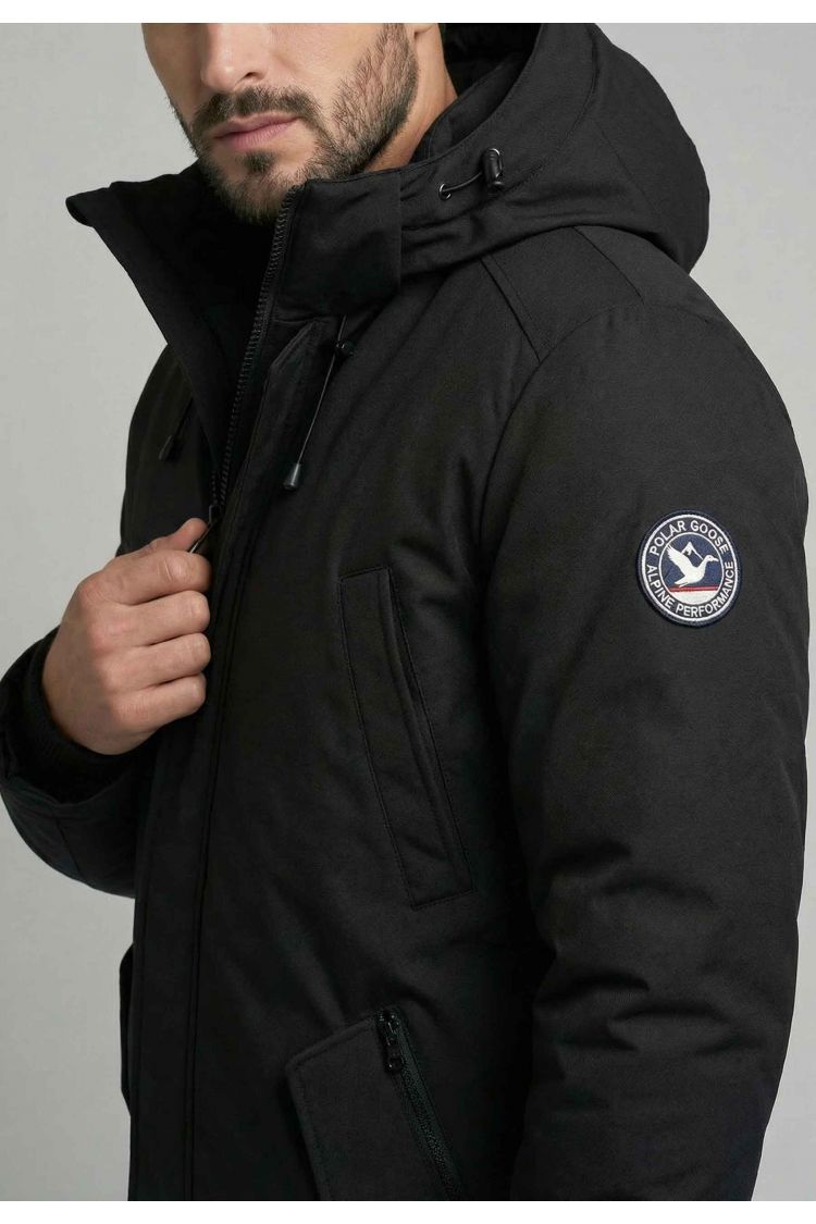 Parka Homme Polar Goose – Noir, Capuche & Isolation