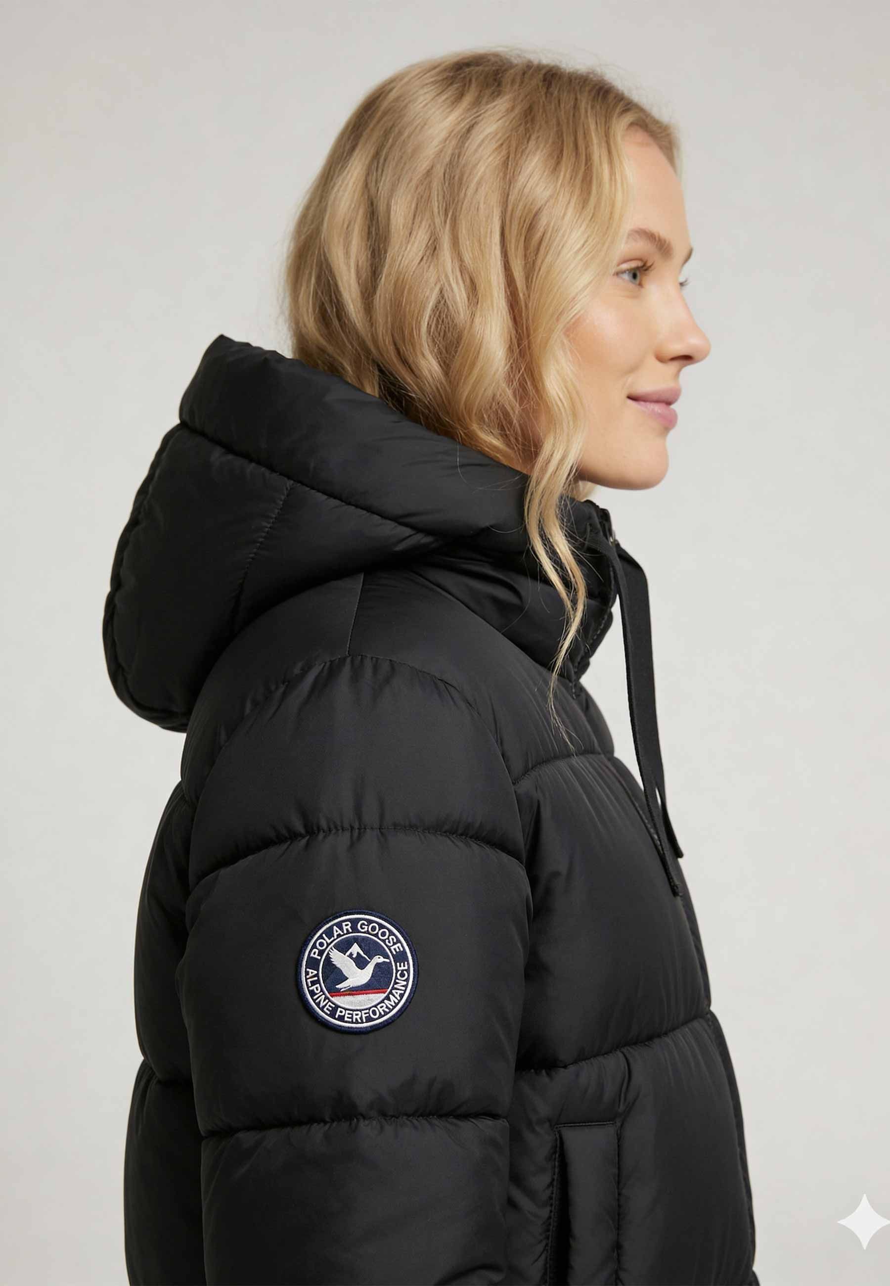 Doudoune Longue Femme Polar Goose Olga polar – Noir, Zips Latéraux