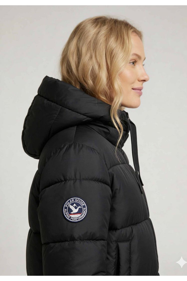 Doudoune Longue Femme Polar Goose Olga polar – Noir, Zips Latéraux