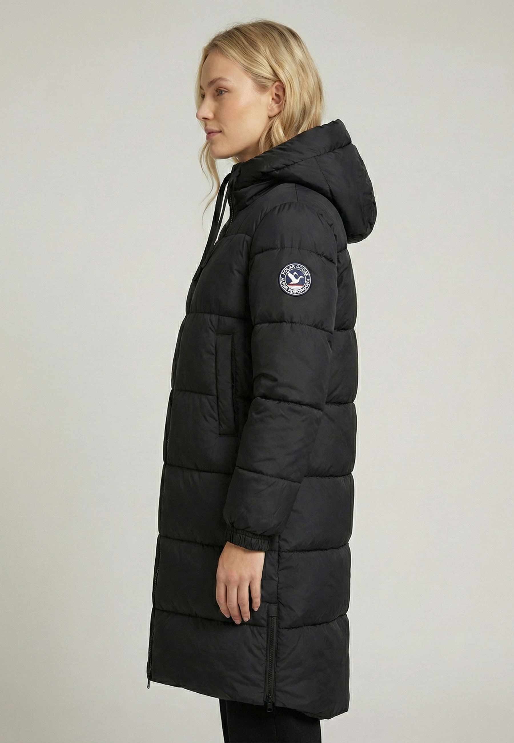 Doudoune Longue Femme Polar Goose Olga polar – Noir, Zips Latéraux