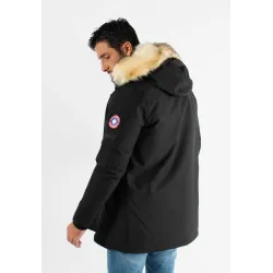 Parka Homme Paragoose CURLING – Veste Hiver à Capuche Fourrure Synthétique – Noir Élégant et Chaud