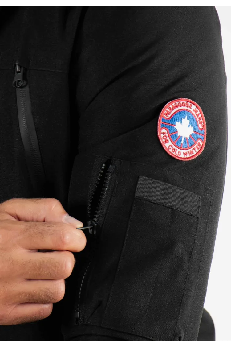 Parka Homme Paragoose CURLING – Veste Hiver à Capuche Fourrure Synthétique – Noir Élégant et Chaud