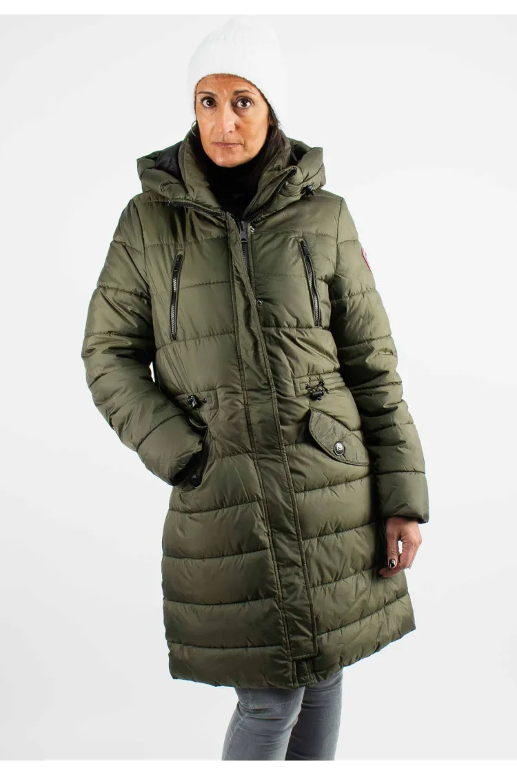 Doudoune Femme Paragoose MAZLA – Manteau Hiver à Capuche et Poches Zippées – Kaki Élégant