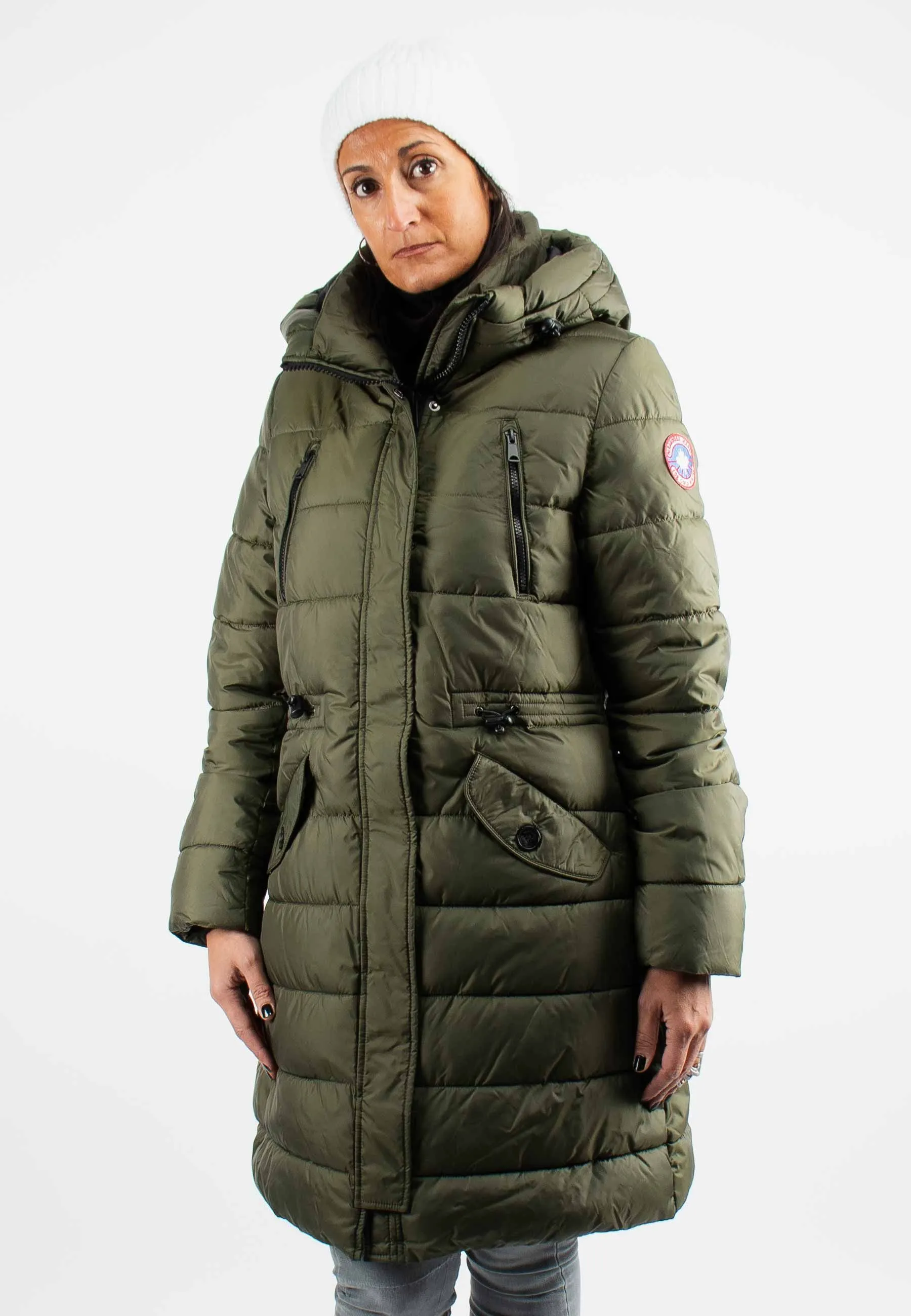 Doudoune Femme Paragoose MAZLA – Manteau Hiver à Capuche et Poches Zippées – Kaki Élégant