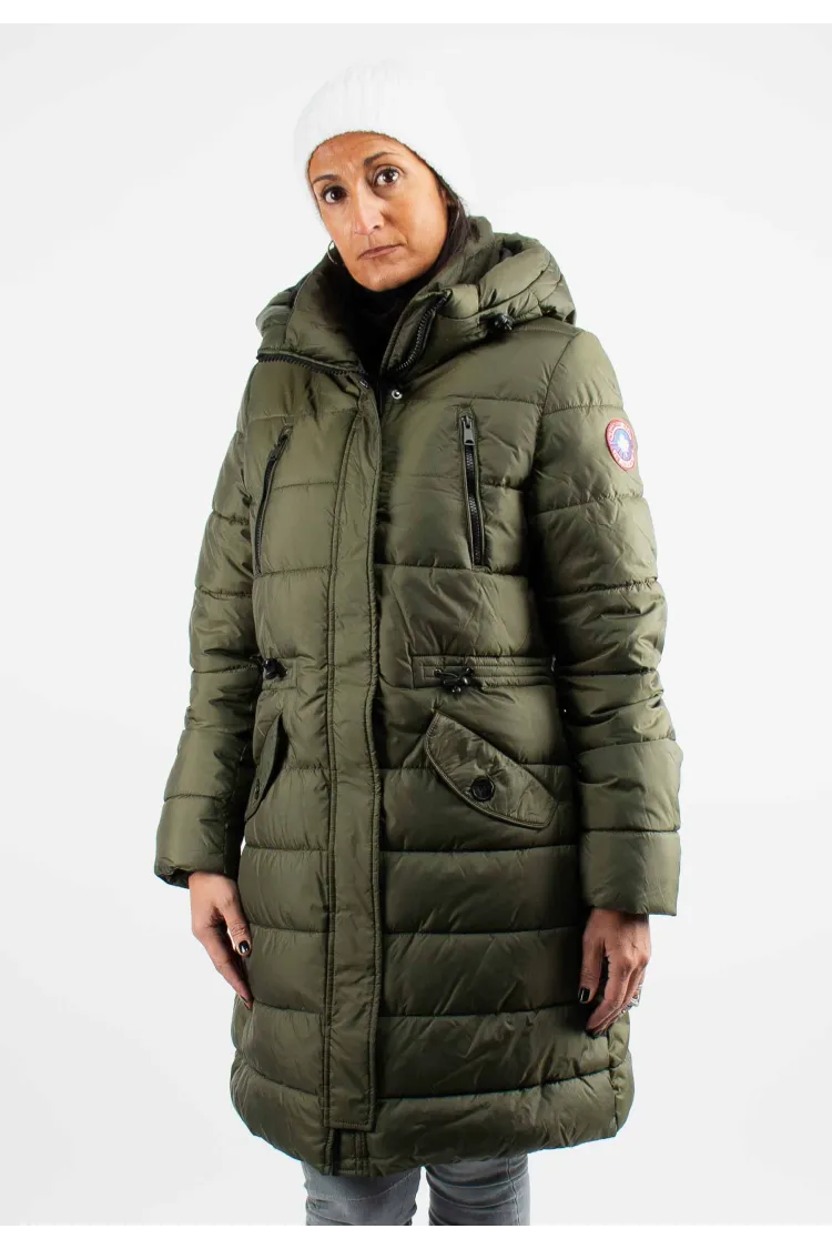 Doudoune Femme Paragoose MAZLA – Manteau Hiver à Capuche et Poches Zippées – Kaki Élégant