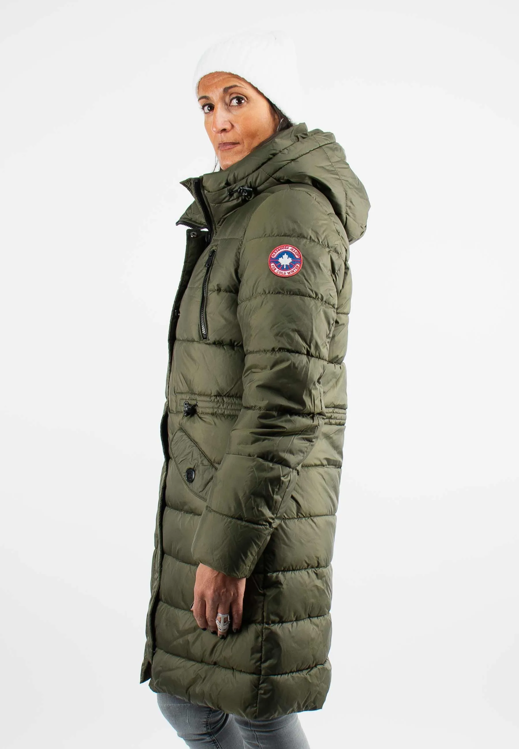 Doudoune Femme Paragoose MAZLA – Manteau Hiver à Capuche et Poches Zippées – Kaki Élégant