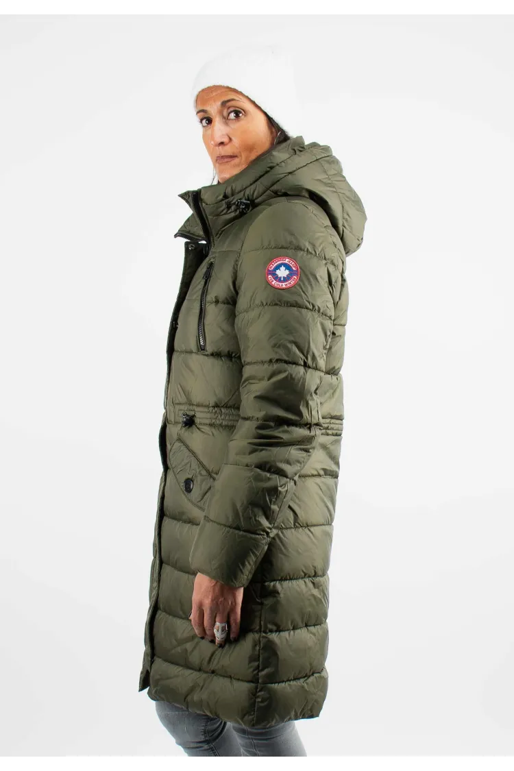 Doudoune Femme Paragoose MAZLA – Manteau Hiver à Capuche et Poches Zippées – Kaki Élégant