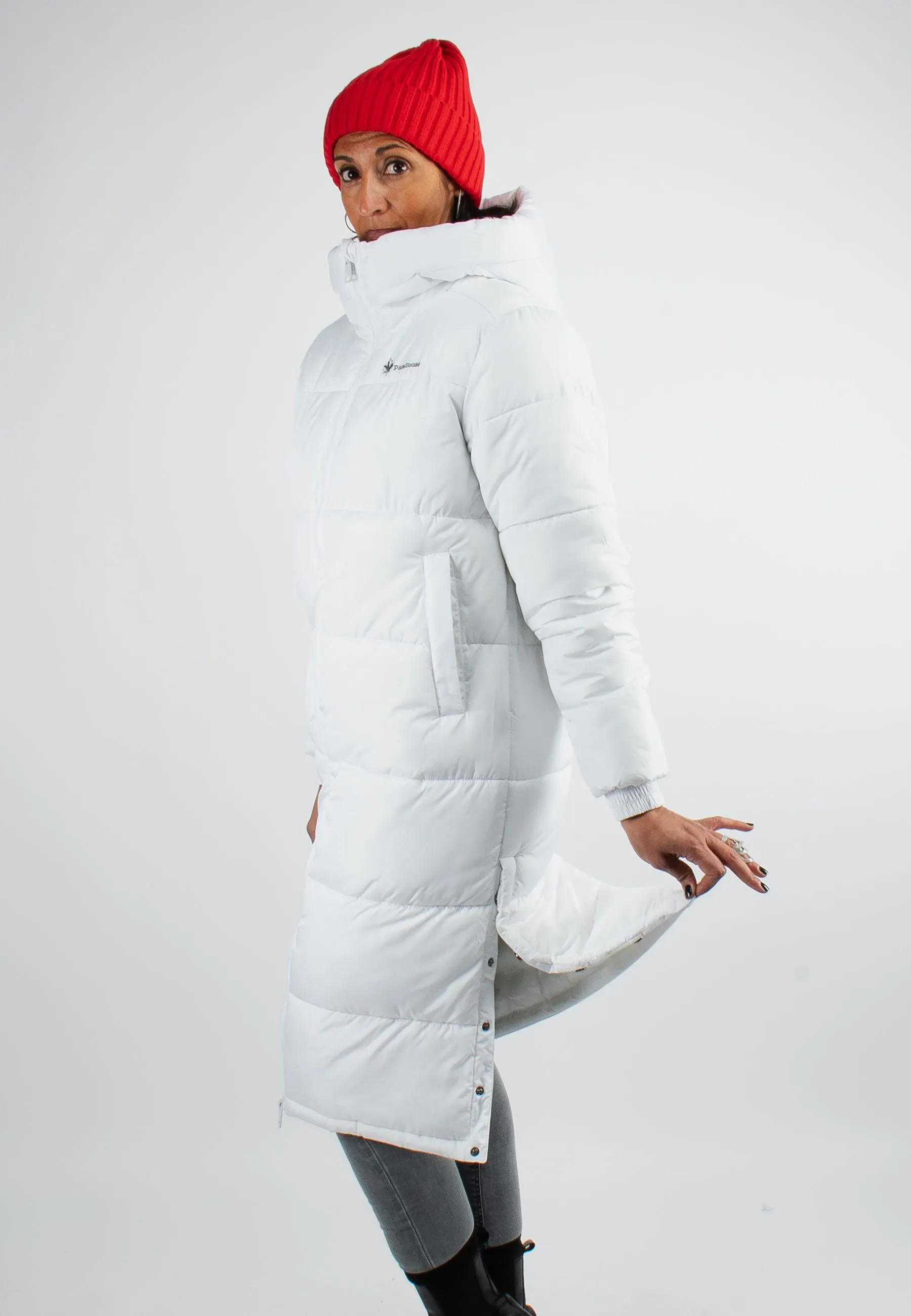 Doudoune Longue Femme Paragoose OLGA – Manteau Hiver Chaud à Capuche Haute – Blanc Neige Élégant