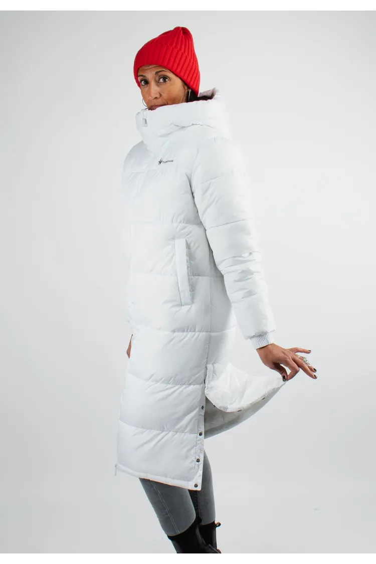 Doudoune Longue Femme Paragoose OLGA – Manteau Hiver Chaud à Capuche Haute – Blanc Neige Élégant