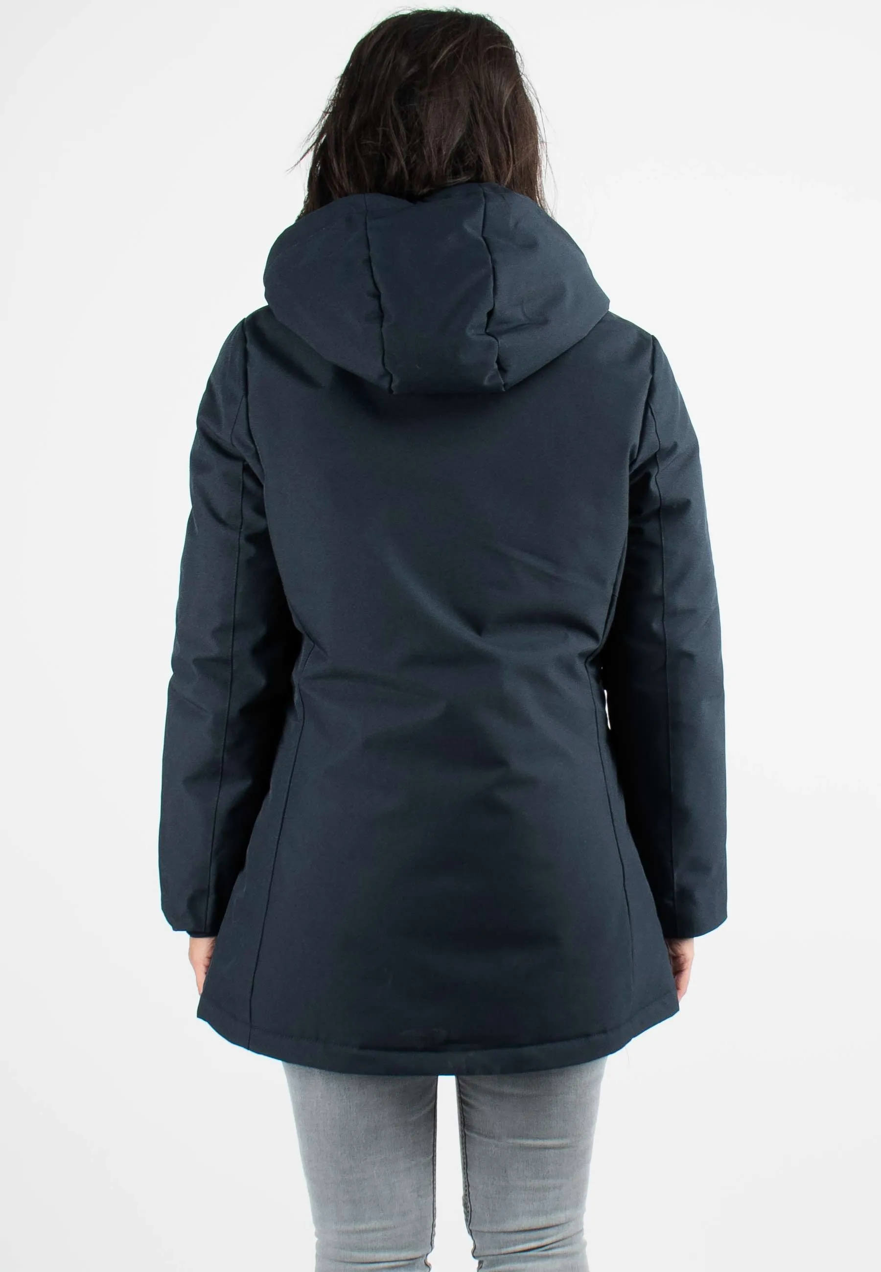 Doudoune Femme Paragoose STANLOWA – Veste Hiver à Zip Jaune Contrasté – Bleu Marine Élégant