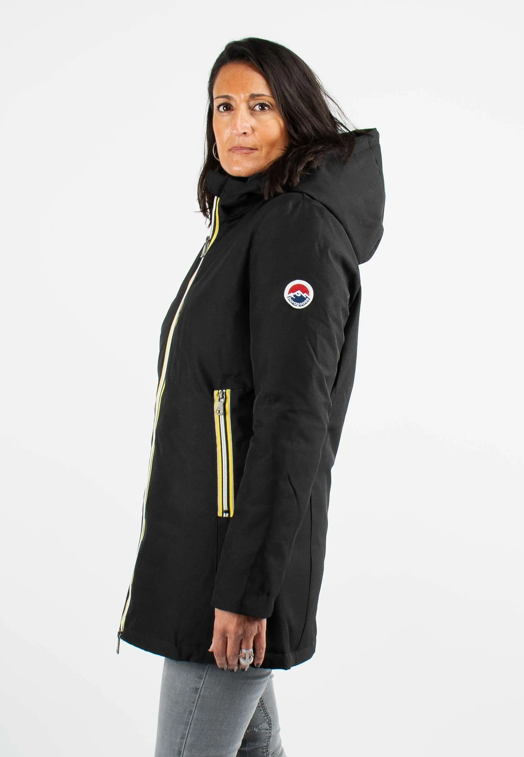 Doudoune Femme Paragoose STANLOWA – Veste Hiver à Zip Jaune – Noir Élégant