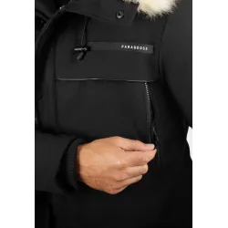 Parka Homme Paragoose GASTON – Veste Hiver à Capuche Fourrure Synthétique – Noir Technique et Chaude