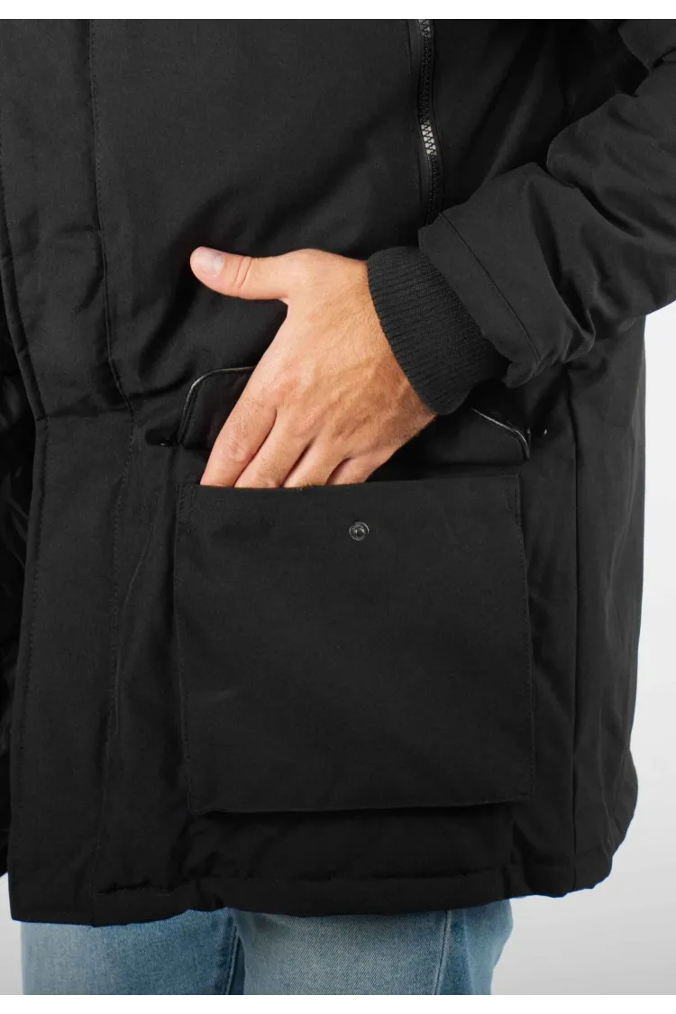 Parka Homme Paragoose GASTON – Veste Hiver à Capuche Fourrure Synthétique – Noir Technique et Chaude