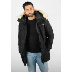 Parka Homme Paragoose GASTON – Veste Hiver à Capuche Fourrure Synthétique – Noir Technique et Chaude