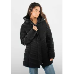 Doudoune Femme Paragoose GINETTE – Manteau Hiver Long à Capuche Chaude – Noir Élégant