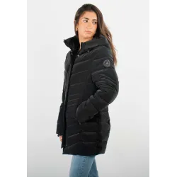Doudoune Femme Paragoose GINETTE – Manteau Hiver Long à Capuche Chaude – Noir Élégant