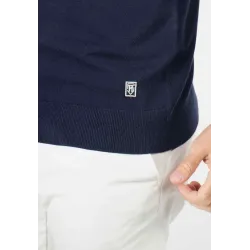 Pull homme col v navy - Touché cachemire