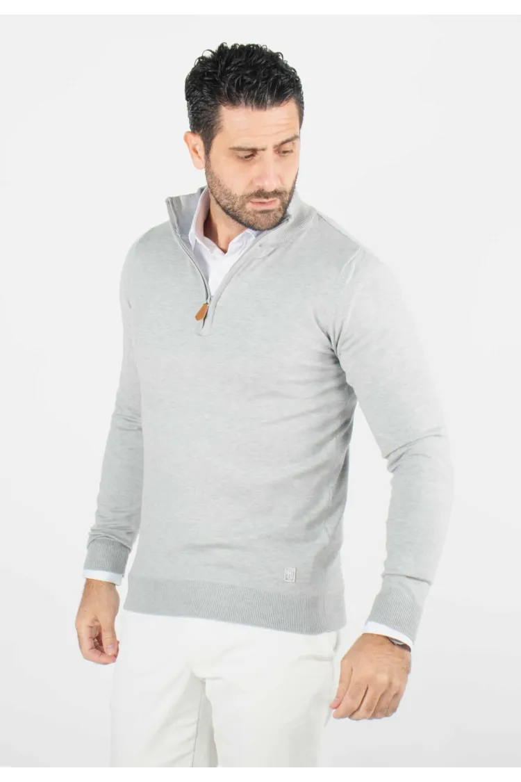 Pull homme col camioneur gris - Touché cachemire