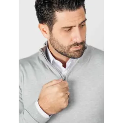 Pull homme col camioneur gris - Touché cachemire