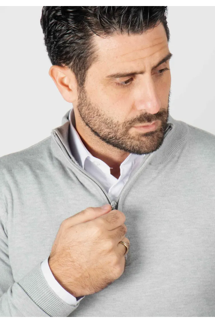 Pull homme col camioneur gris - Touché cachemire