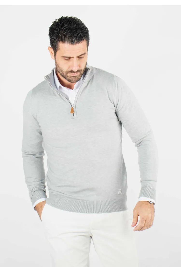 Pull homme col camioneur gris - Touché cachemire