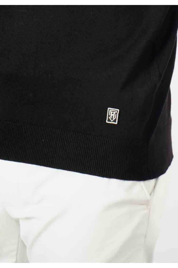 Pull homme col camioneur noir - Touché cachemire