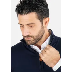 Pull homme col camioneur navy - Touché cachemire