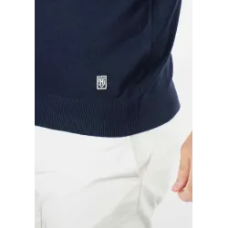 Pull homme col camioneur navy - Touché cachemire