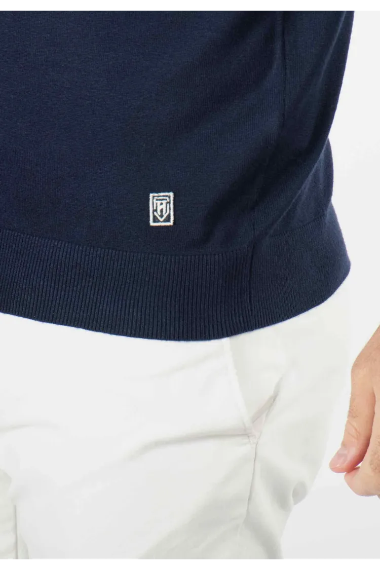Pull homme col camioneur navy - Touché cachemire