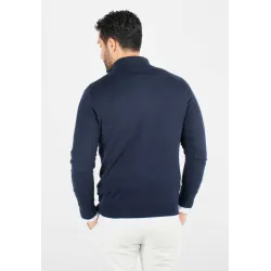Pull homme col camioneur navy - Touché cachemire