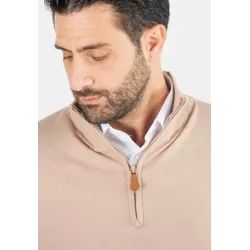 Pull homme col camioneur beige - Touché cachemire