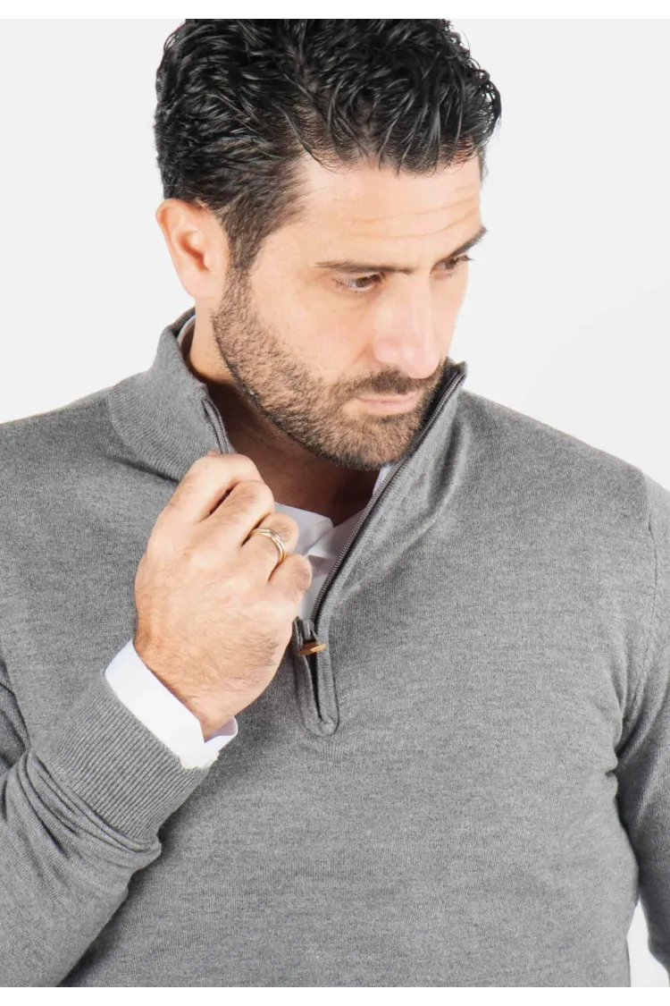 Pull homme col camioneur anthracite - Touché cachemire