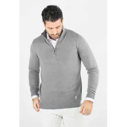 Pull homme col camioneur anthracite - Touché cachemire