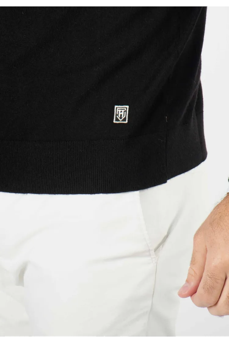 Pull homme col rond noir - Touché cachemire