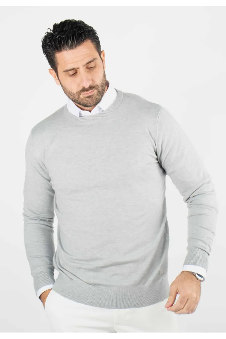 Pull homme col rond gris - Touché cachemire