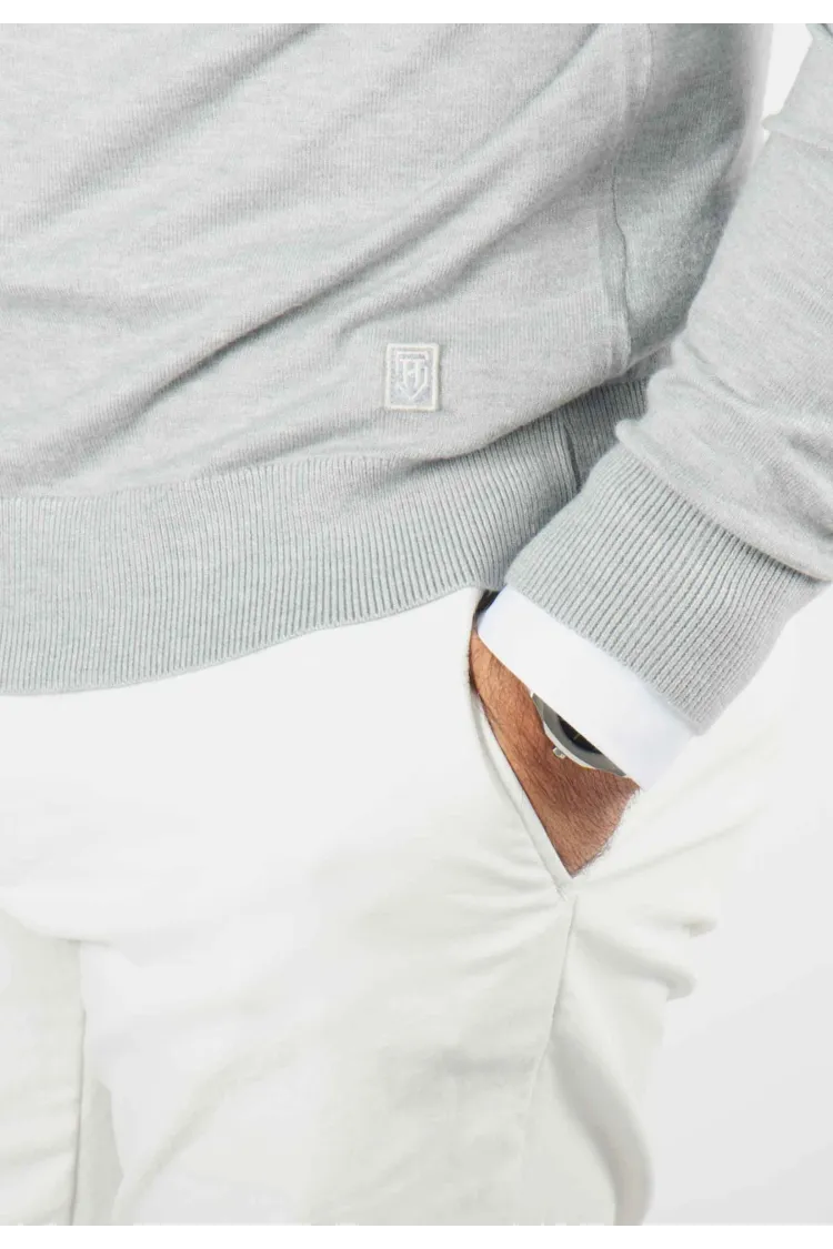 Pull homme col rond gris - Touché cachemire